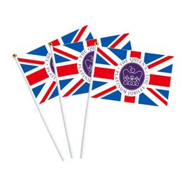 Andere exterieuraccessoires 21x14cm Engeland nationale vlag uk Vliegende Britse Verenigd Koninkrijk Banner met plastic vlaggenbolen met de hand zwaaiend dh5kv