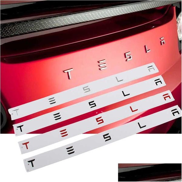 Autres accessoires extérieurs 4 couleurs pour Tesla 3 Y S X coffre arrière de voiture lettres de remplacement autocollant remplacer l'alphabet anglais emblème Sti Dhyvw