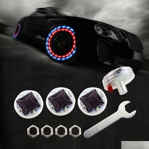 Andere exterieur accessoires auto wiel banden LED -verlichting zonne -energie bewegingssensoren flitsende colorf gasmondstuk schrader vae voor motorcyc dhjno