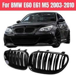 Autres accessoires extérieurs Bumper avant grille rein Grill Mesh Double Line pour BMW E60 M5 E61 520I 545I 550I 535I 2003-2010 5 Kit de carrosserie de refonte de la série T240520