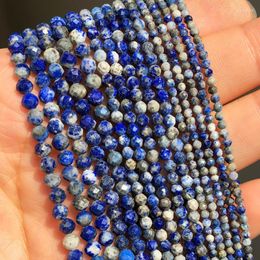 Andere gefacetteerde lapis lazuli natuursteen kralen edelstenen voor sieraden maken ronde losse doe -het -zelfarmband ketting 15inch 2 3 4 mm groothandel wynn22