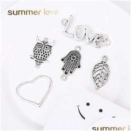 Fatima Hamsa Hand Pandents Voor Ketting Armbanden Vintage Sliver Heart Love Uil Leaf Charm Lucky Diy Sieraden Maken Drop Dhml9