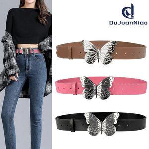 Andere mode-accessoires 100% echt echt leer Echte brede tailleband voor dames, trendy inzetstijl, grote decoratieve vlinderriem gecombineerd met jeans s 231020