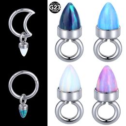 Otros accesorios de moda 10 unids / lote G23 Opal Nariz Septum Nipple Belly Ring Decoración Oreja Cartílago Opal Colgante Mujeres Regalo Joyería del cuerpo 231208