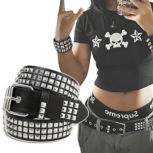 Andere mode -accessoires 110 stuks 2024 Nieuwe vierkante kraal klinknagelriem met metalen piramide riem heren en dames punk hardware jeans riem ontwerper riem dames J240518