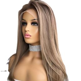 Otros accesorios de moda Peluca frontal de encaje 13x4 Peluca de cabello humano HD Frente de encaje transparente Peluca rubia resaltada Brasileña Ombre Gris Frente de encaje recto Wi