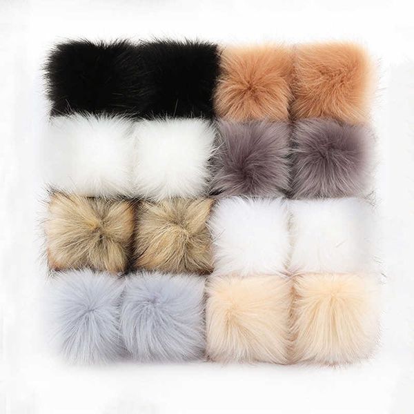 Otros accesorios de moda 16PCS 8cm Fur Pompom Bola de pelo falsa con banda de goma Botón a presión Zapatos Sombreros Bolsas Fluffy Pom DIY Artesanía Accesorios T221020