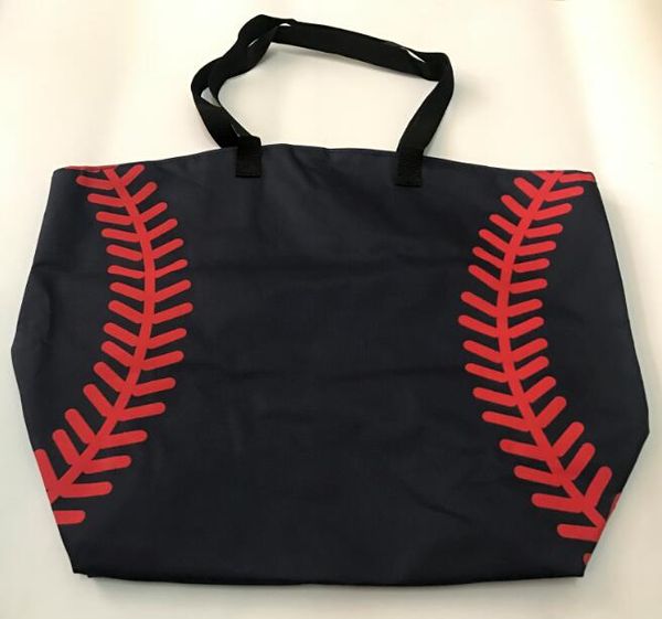 Otros accesorios de moda 2022 Bolsa de asas de softbol para niños Diferentes bolsas de costura de fútbol de béisbol negro Mujeres Niños Bolsa de deportes de lona de algodón