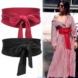 Autres accessoires de mode Aecibzo 9 couleurs Ceintures de taille en daim Large Corset Cinch Ceintures de robe Cummerbunds Bowknot Self Tie Wrap Autour de la bande de taille Obi 231205