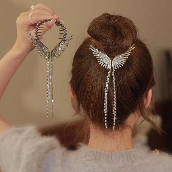 Otros accesorios de moda Alas de ángel Perla Borla Píldora Cabeza cola Hebilla Pinza para el cabello Tarjeta coreana femenina 230712