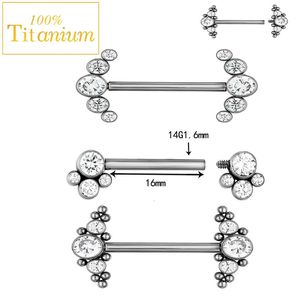 Autres accessoires de mode ASTM 36 Nipple Barbell Zircon Nails Bague Langue Bar Fileté à l'intérieur Sexy Femmes Body Piercing Bijoux 14G 231208