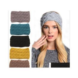 Andere mode -accessoires Autumn Winter Europe Dames gebreide hoofdbanden Twist Hair Bands Lady Warm Crochet Headwrap Drop levering Dhoal