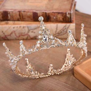 Otros accesorios de moda Corona nupcial barroca Cuentas de cristal Tiara redonda completa para mujer Diadema de reina Adornos para el cabello de boda Accesorios para el cabello de joyería Ml J230525