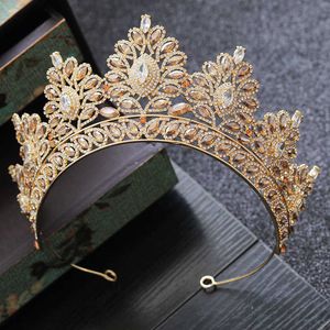 Autres accessoires de mode Baroque Vintage Or Couleur Champagne Strass Diadèmes De Mariée Couronne Accessoires De Cheveux De Mariage Cristal Pageant Diadèmes Reine D J230525