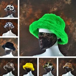 Autres accessoires de mode Beanie/tête de mort casquettes femmes hommes mode hiver fausse fourrure seau chapeau lapin solide épaissi doux chaud pêche casquette en plein air vacances fille chapeau