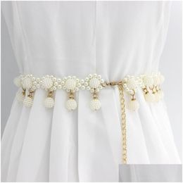 Autres accessoires de mode Ceintures Chaîne de perles réglable pour femmes Mode élégante ceinture de tournesol filles robe sangle de taille Dhgarden Dhblt