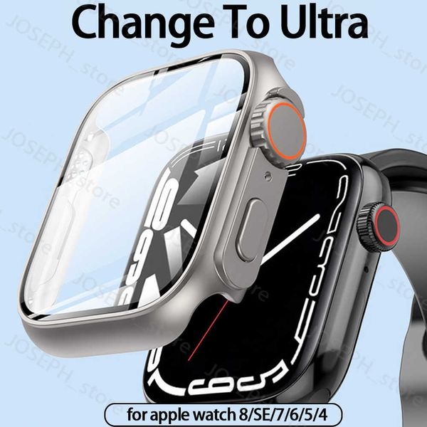 Autres accessoires de mode ChangeTo Ultra pour Apple Watch Case 8 7 6 5 4 Se 45mm 41mm 40mm 44mm Protecteur d'écran + Couvercle en verre trempé Mise à niveau vers Ultra 49MM J230413