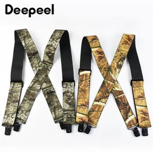 Andere Mode Accessoires Deepeel 5115cm Camouflage Heren Bretels XType 4 Clips Verstelbare Heren Jarretel Elastische Brede Bretels Mannelijke Jockstrap 230619