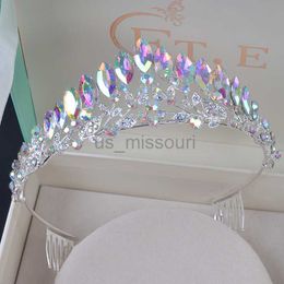 Andere mode -accessoires Delicate Vintage AB Kleur Wedding Crown Alloy Bridal Tiara Barokke eenvoudige Princess Headband Rhinestone Half Round Tiaras Com J230525