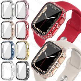 Altri accessori di moda Diamond Apple Watch Case Glass + Cover per Apple Watch Series 7 41mm 45mm iWatch Apple Watch Screen Protector Custodia protettiva J230413