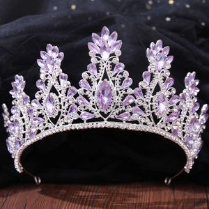 Andere mode -accessoires Diezi barokke paars roodblauw groen kristal tiara kroon bruiloft feest haar sieraden koningin bruids bruid kroon haaraccessoires j230525