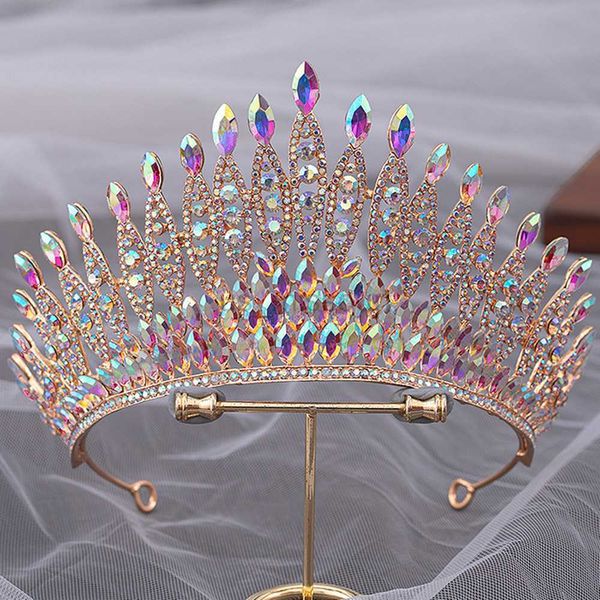 Otros accesorios de moda DIEZI coreano de lujo multicolor cristal tiara corona para mujer boda moda nupcial reina rhinestone accesorios para el cabello Headb J230525