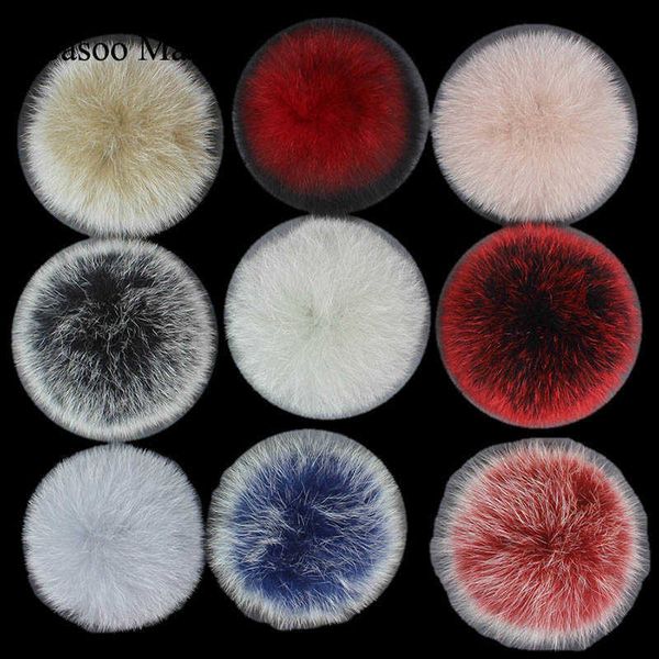 Otros accesorios de moda DIY Big Luxury Fur PomPom % Natural Fox Hairball Hat Ball Pom Hecho a mano Realmente grande Hair Ball Sombrero al por mayor con hebilla T221020