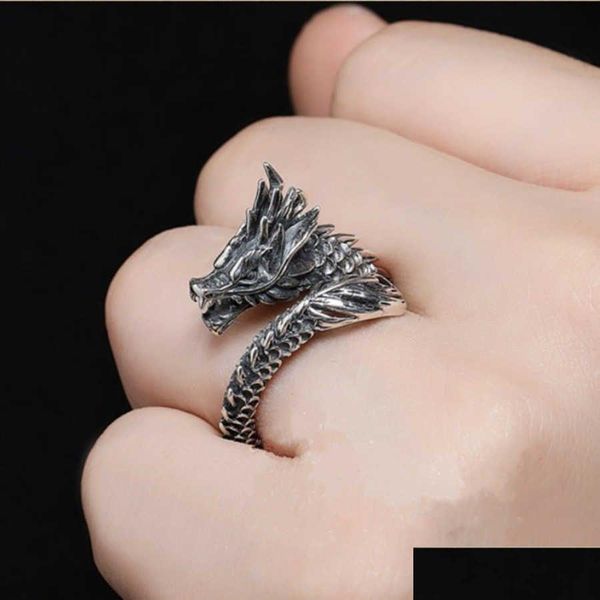 Otros accesorios de moda Dominante Cabeza de dragón Anillo de autodefensa Mujer Hombre Dedo Hoja Tigre Lobo Diseñador Diseñador Regalo para DH1GH