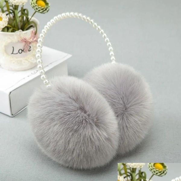 Autres accessoires de mode Cache-oreilles Femmes Filles Hiver Fluffy Peluche Cache-oreilles Imitation Perle Perlée Bandeau Épaissir Chaud Princesse K Dhqsz