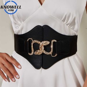 Andere mode -accessoires Elastische Gothic Corset Mujer Pu Leather Rubber Snake Buckle Damesgordel Fashion Casual Black Wide Belt For Jurken Autumn J230502