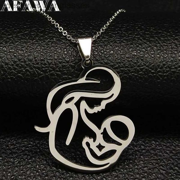 Autres accessoires de mode Famille Maman Bébé Lait maternel Pendentif Collier Femmes Acier inoxydable Argent Couleur Chaîne Bijoux Fête des Mères Cadeau N435S01L231215