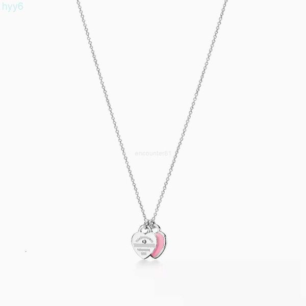 Autres accessoires de mode Mode Tiffanylyes Collier Classique T-Home S925 Sterling Silver Double Heart Plate Pendentif avec colle et cravate plaquée diamant Tiff Sjlu