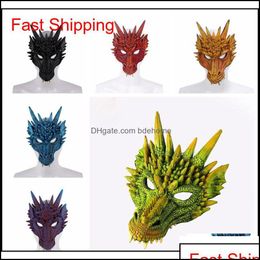 Otros accesorios de moda Fierce Dragon Mask Dinosaur Skl All Face Head Masks Festival Dance Party Cosplay Disfraz Halloween De Jllcy Ot6U9