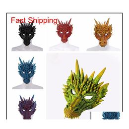 Autres accessoires de mode Masque de dragon féroce Dinosaur Skl Tous les masques de tête Festival Dance Party Cosplay Costume Halloween De Jllc Otrzk