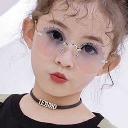 Andere mode -accessoires Bloemgolf rond zonnebril voor jongens meisjes kinderen randloze gradiënt spiegels brillen zomer schattig baby kinderen zonnebril schaduw J230422