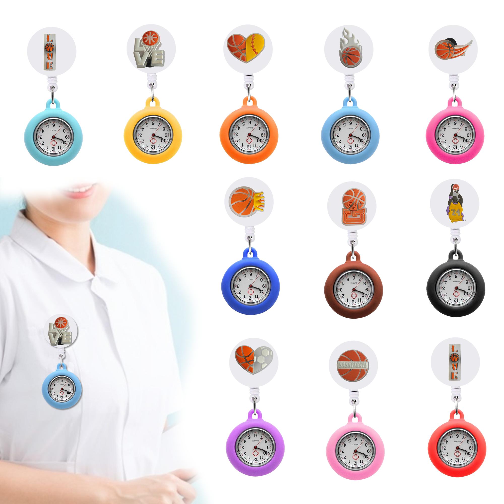 Autres accessoires de mode Park de basket-ball fluorescent 10 Montres de poche clip regarder l'infirmière badge docteur pour femmes et hommes clip-on revers otli5