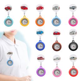 Andere mode -accessoires fluorescerende auto's 19 Clip Pocket horloges intrekbare digitale fob klokcadeau verpleegkundige horloge op badge reel hangend ot4yj