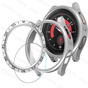 Autres accessoires de mode pour Samsung Galaxy Watch 5 Pro 45 mm + bague de lunette + film de protection d'écran en verre trempé pour Galaxy Watch 5 40 mm 44 mm pare-chocs J230413