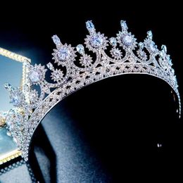 Otros accesorios de moda FORSEVEN Moda de lujo Novia Tocado Magnífico hecho a mano Zircon Rhinestone Corona Boda Tiara Fiesta Diadema Cabello Jewelr J230525