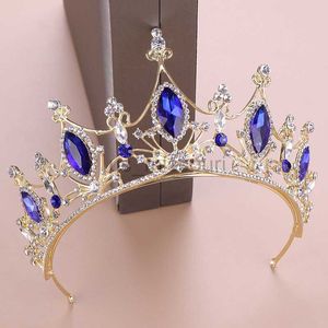 Autres accessoires de mode FORSEVEN Rétro Baroque Bleu Couleur Cristal Princesse Pageant Diadème Diadème Couronnes Femmes Mariée Mariée Noiva Mariage Cheveux Jewelr J230525