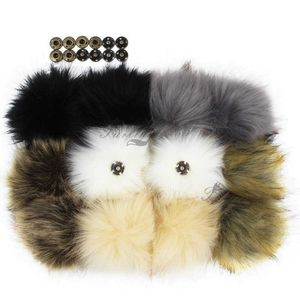 Autres accessoires de mode Fouillonne de 12pcs DIY FLUFFY FAUX FURS 11 CM POM BOULLE AVEC BOUTON PRESS