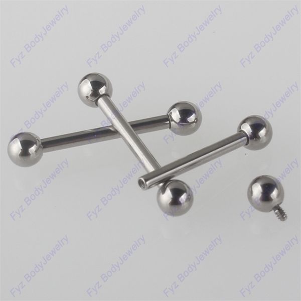 Autres accessoires de mode G23 Fil interne Piercing Langue Anneaux 16G 14G Barbell Oreille Cartilage Helix Tragus Stud Nipple Bijoux 231208