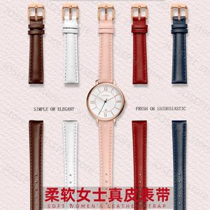 Andere mode -accessoires Echte lederen horlogeband voor Casio Citizen Fossil Plain Watch Riem Folli Ladies Bracelet Blue Pink Brown 14mm 18 mm 20 mm J230413