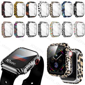 Autres accessoires de mode Verre + couvercle pour boîtier de montre Apple 44 mm 40 mm 42 mm 38 mm pare-chocs + protecteur d'écran iWatch série SE 6 5 4 3 2 1 motif d'eau de mode J230413