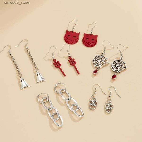 Autres accessoires de mode Boucles d'oreilles Halloween Boucles d'oreilles douces et cool Ensemble personnalisé Toile d'araignée Rétro Crâne Boucles d'oreilles Femme Mode Fantôme Démon Forme Q231011