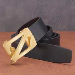 Autres accessoires de mode Boucle automatique de haute qualité Ceintures de luxe de luxe hommes en cuir véritable cintos masculinos ceinture décontractée homme Z lettre 231011