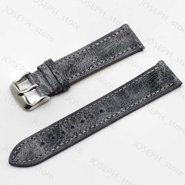 Autres accessoires de mode Bande de bracelet de montre rétro de haute qualité 18mm 20mm 22mm 24mm Bracelets de montre en cuir Gris Noir Marron Bleu pour hommes Accessoires de montre J230413