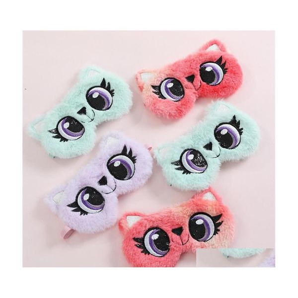 Otros accesorios de moda Niños Panda Felpa Máscara de ojos Lindo Conejo Slee Con los ojos vendados para niños Viajes de invierno Suave Animal Sombra de ojos Ins S DHVPZ