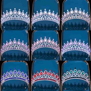 Autres accessoires de mode KMVEXO Baroque Cristal Rose Violet Goutte D'eau Couronnes Vintage Strass Diadèmes pour Femmes Mariée Mariage Accessoires De Cheveux Jewe J230525