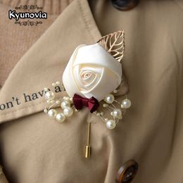 Autres accessoires de mode Kyunovia Mariage Prom Corsage Cérémonie Fleur Broche Boutonnières De Mariage Marié Garçons D'honneur Boutonnière Fleurs Boutonnière J230422